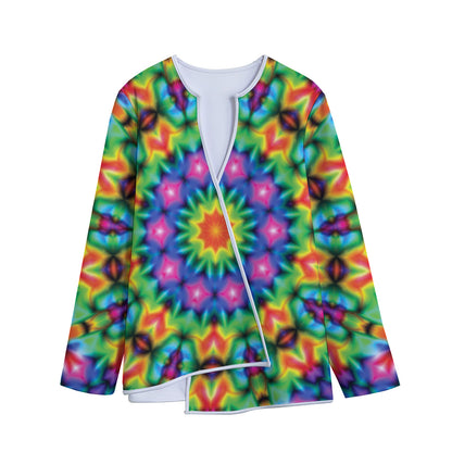 Rainbow Kaleidoscope Print Long Sleeve Short Coat