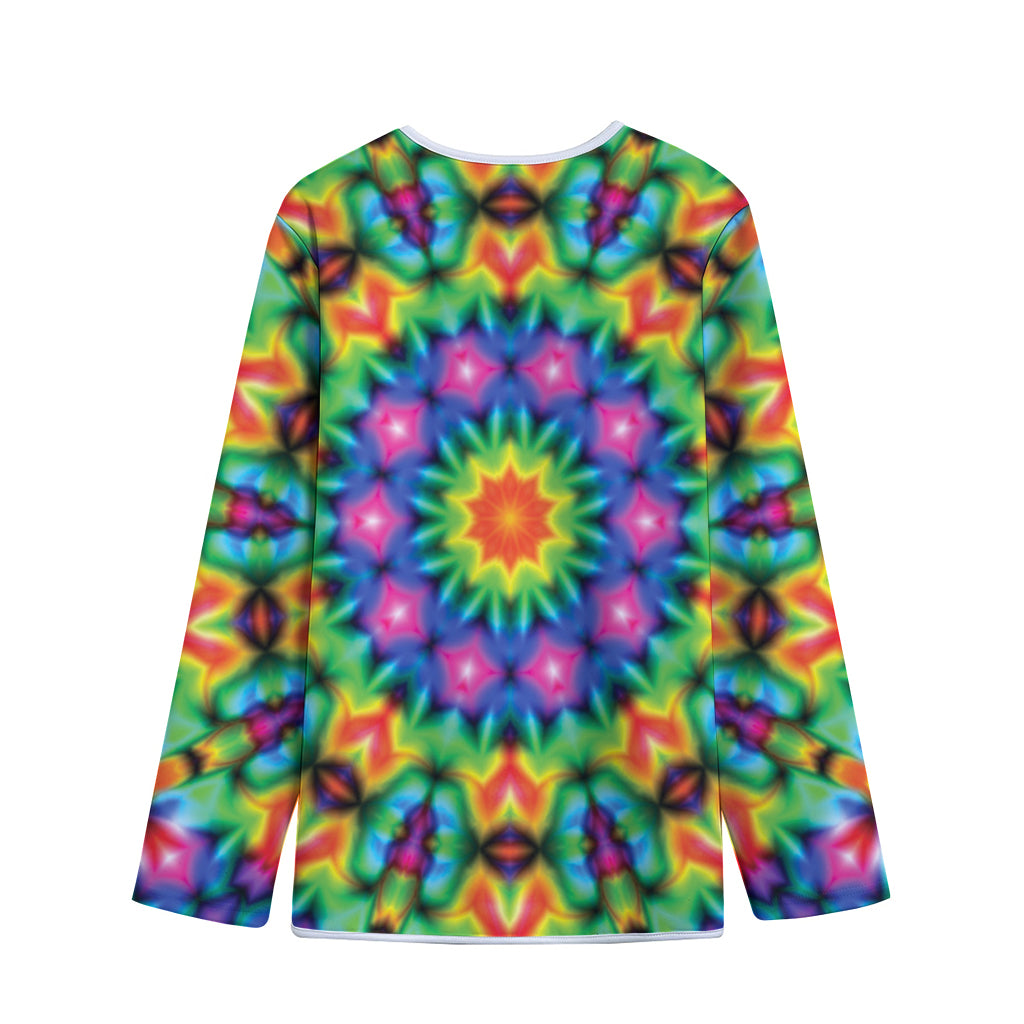 Rainbow Kaleidoscope Print Long Sleeve Short Coat