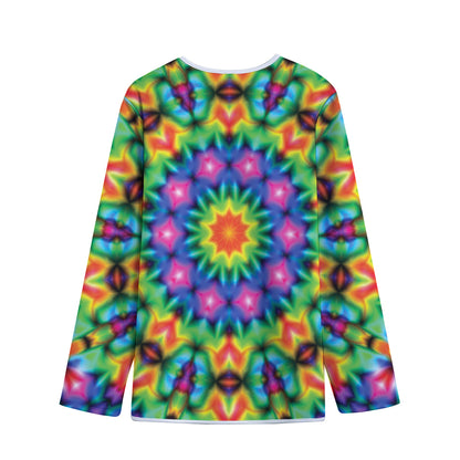 Rainbow Kaleidoscope Print Long Sleeve Short Coat
