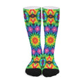 Rainbow Kaleidoscope Print Long Socks