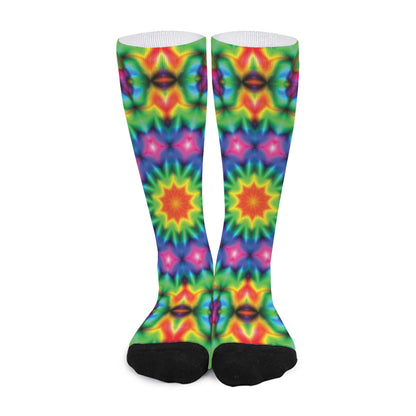 Rainbow Kaleidoscope Print Long Socks