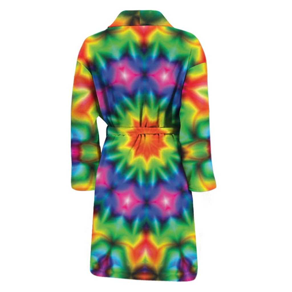 Rainbow Kaleidoscope Print Men's Bathrobe