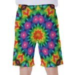 Rainbow Kaleidoscope Print Men's Beach Shorts