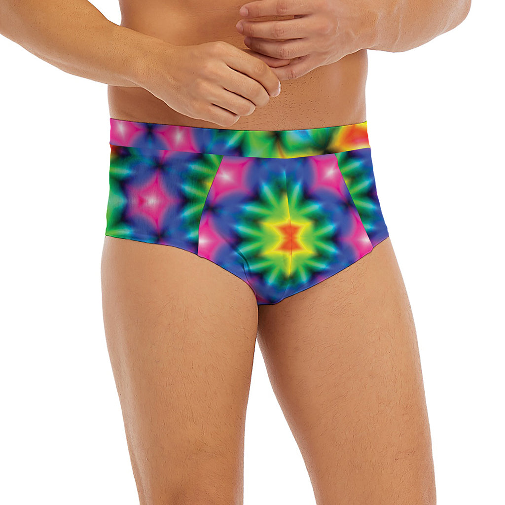 Rainbow Kaleidoscope Print Men's Briefs