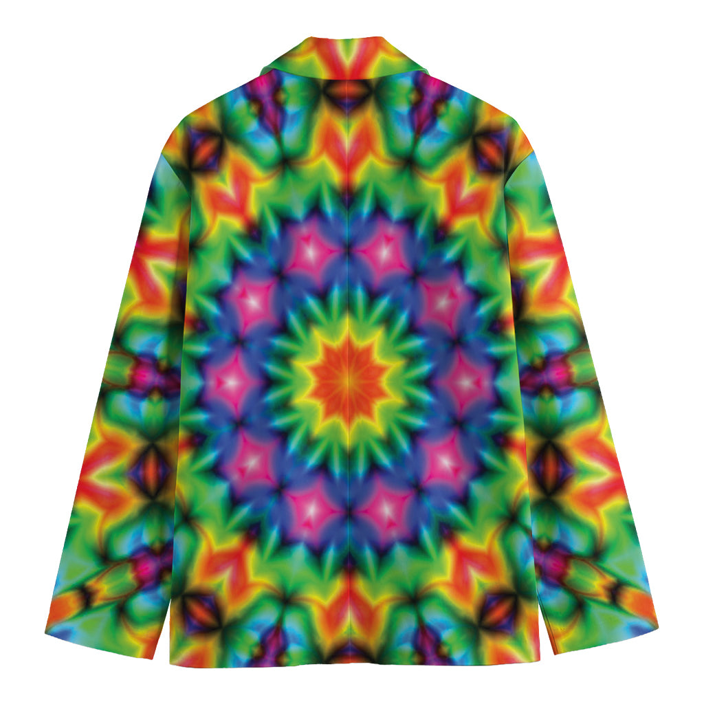 Rainbow Kaleidoscope Print Men's Cotton Blazer