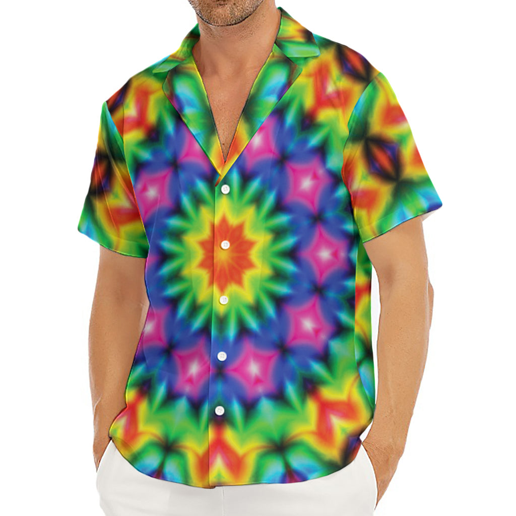 Rainbow Kaleidoscope Print Men's Deep V-Neck Shirt