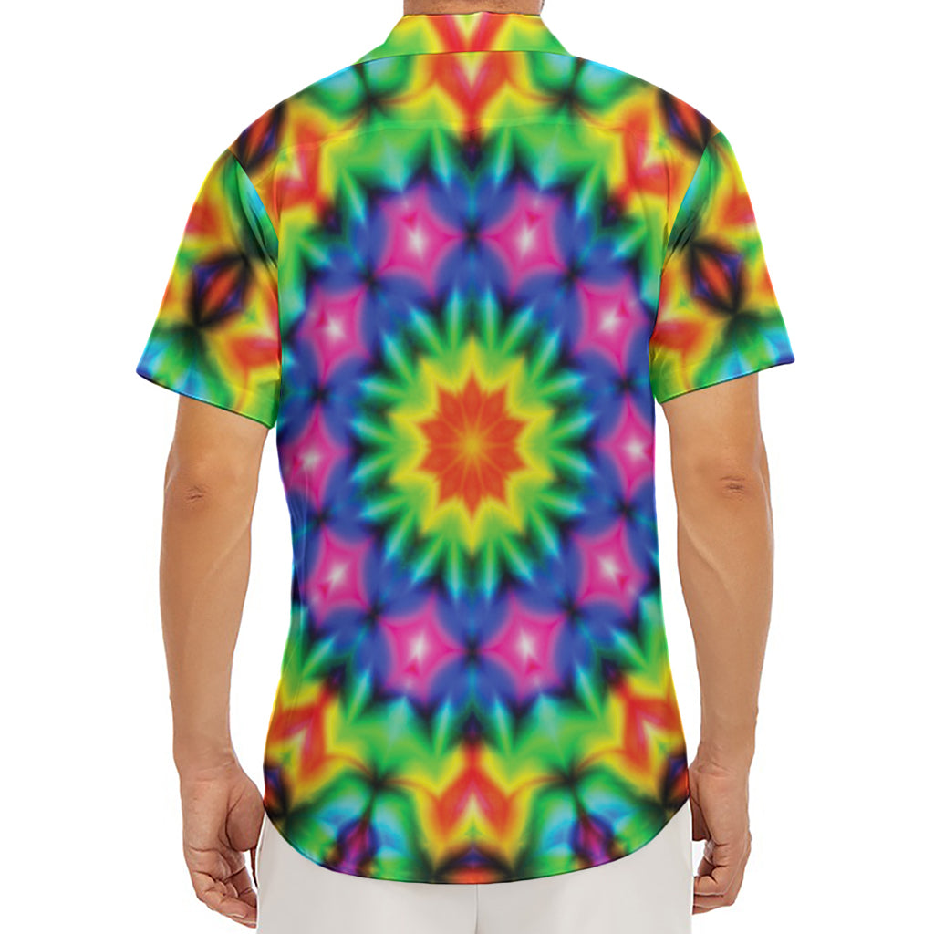 Rainbow Kaleidoscope Print Men's Deep V-Neck Shirt