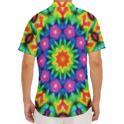 Rainbow Kaleidoscope Print Men's Deep V-Neck Shirt