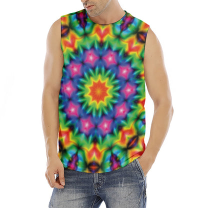 Rainbow Kaleidoscope Print Men's Fitness Tank Top