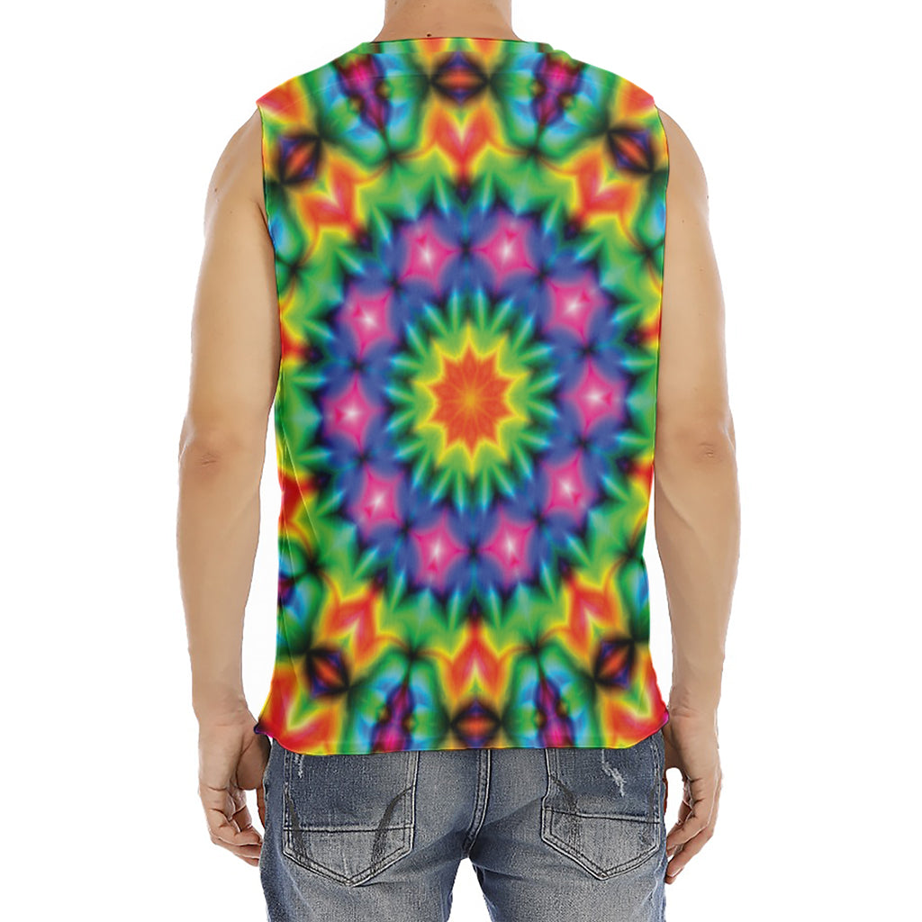 Rainbow Kaleidoscope Print Men's Fitness Tank Top