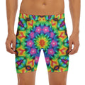 Rainbow Kaleidoscope Print Men's Long Boxer Briefs