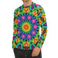 Rainbow Kaleidoscope Print Men's Long Sleeve Rash Guard