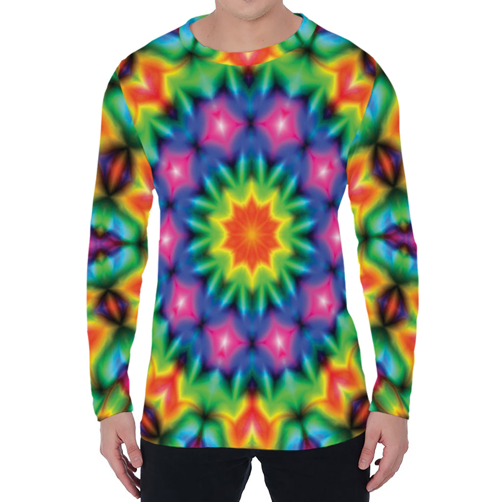 Rainbow Kaleidoscope Print Men's Long Sleeve T-Shirt