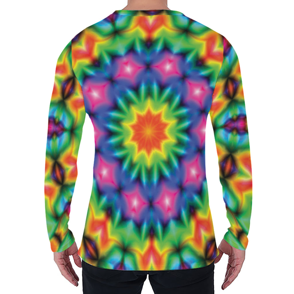 Rainbow Kaleidoscope Print Men's Long Sleeve T-Shirt