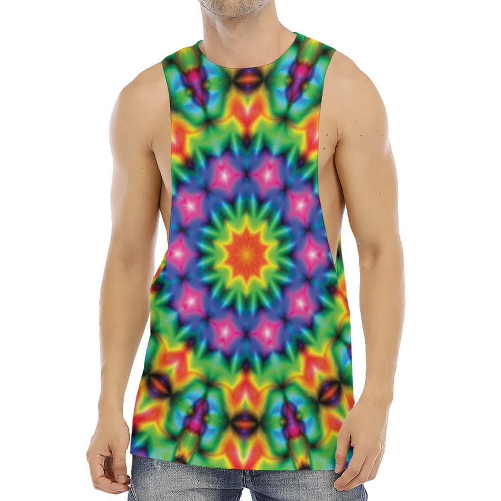 Rainbow Kaleidoscope Print Men's Muscle Tank Top