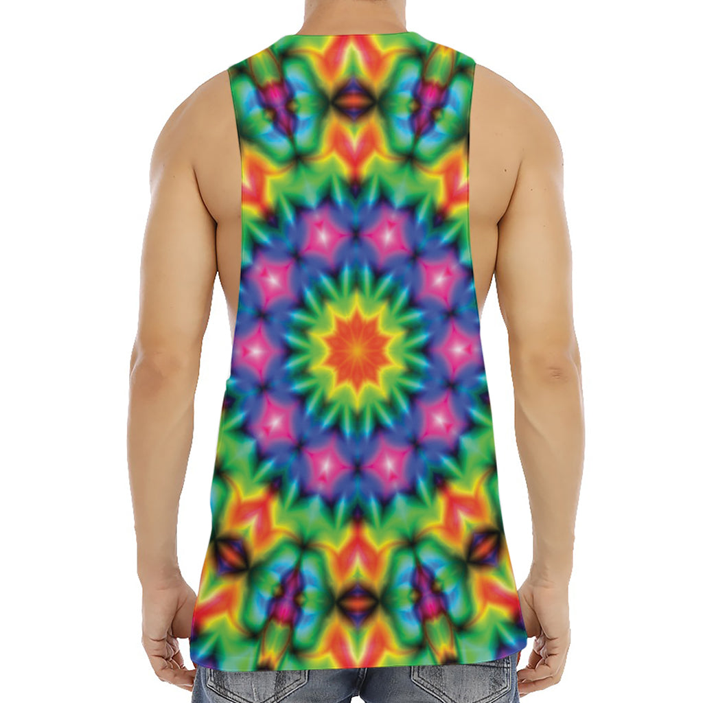 Rainbow Kaleidoscope Print Men's Muscle Tank Top