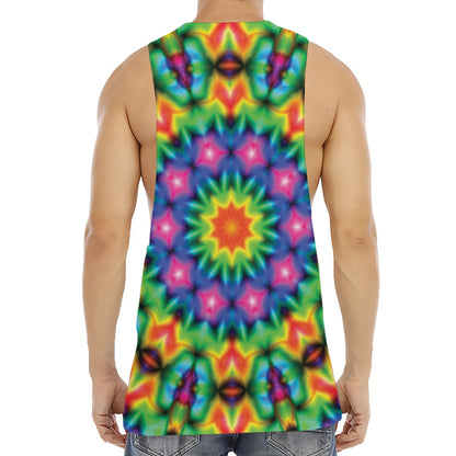 Rainbow Kaleidoscope Print Men's Muscle Tank Top