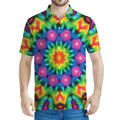 Rainbow Kaleidoscope Print Men's Polo Shirt