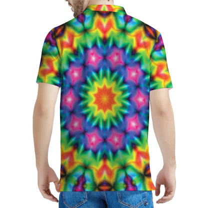 Rainbow Kaleidoscope Print Men's Polo Shirt