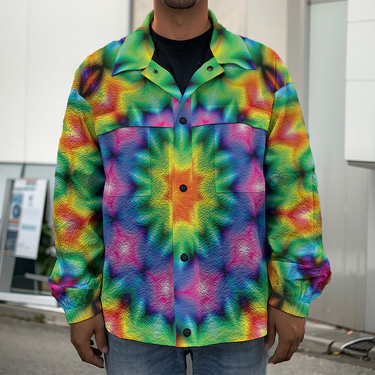 Rainbow Kaleidoscope Print Men's Shirt Jacket