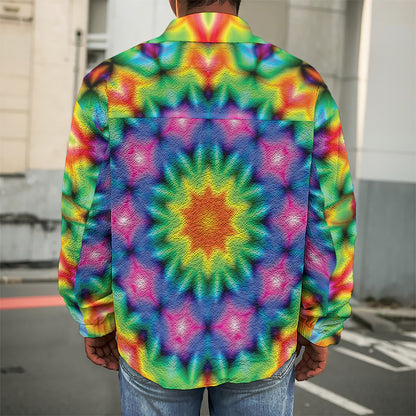 Rainbow Kaleidoscope Print Men's Shirt Jacket