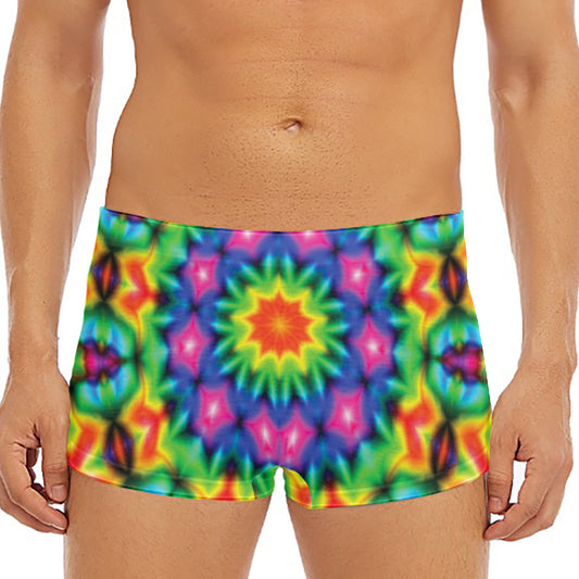 Rainbow Kaleidoscope Print Men's Short Boxer Briefs