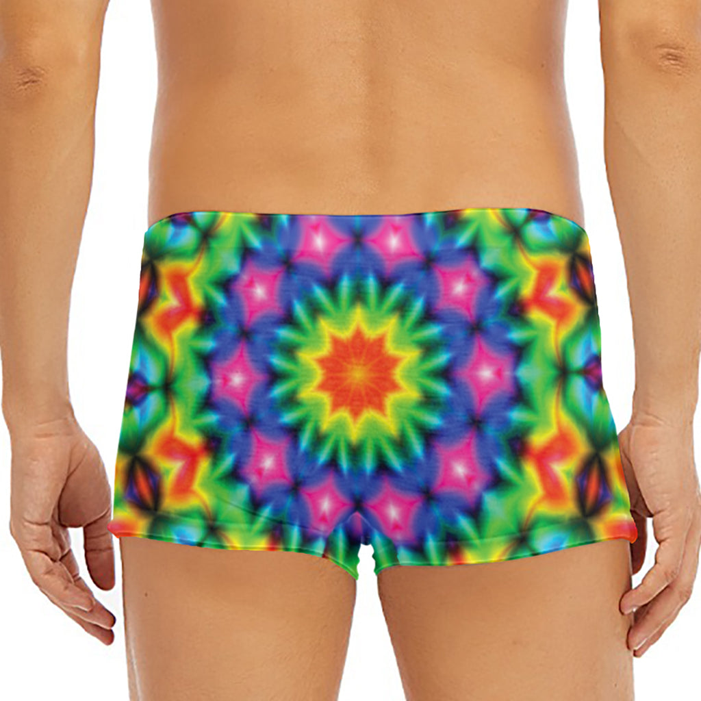 Rainbow Kaleidoscope Print Men's Short Boxer Briefs