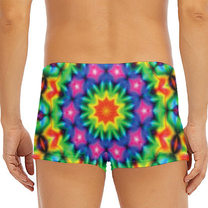 Rainbow Kaleidoscope Print Men's Short Boxer Briefs