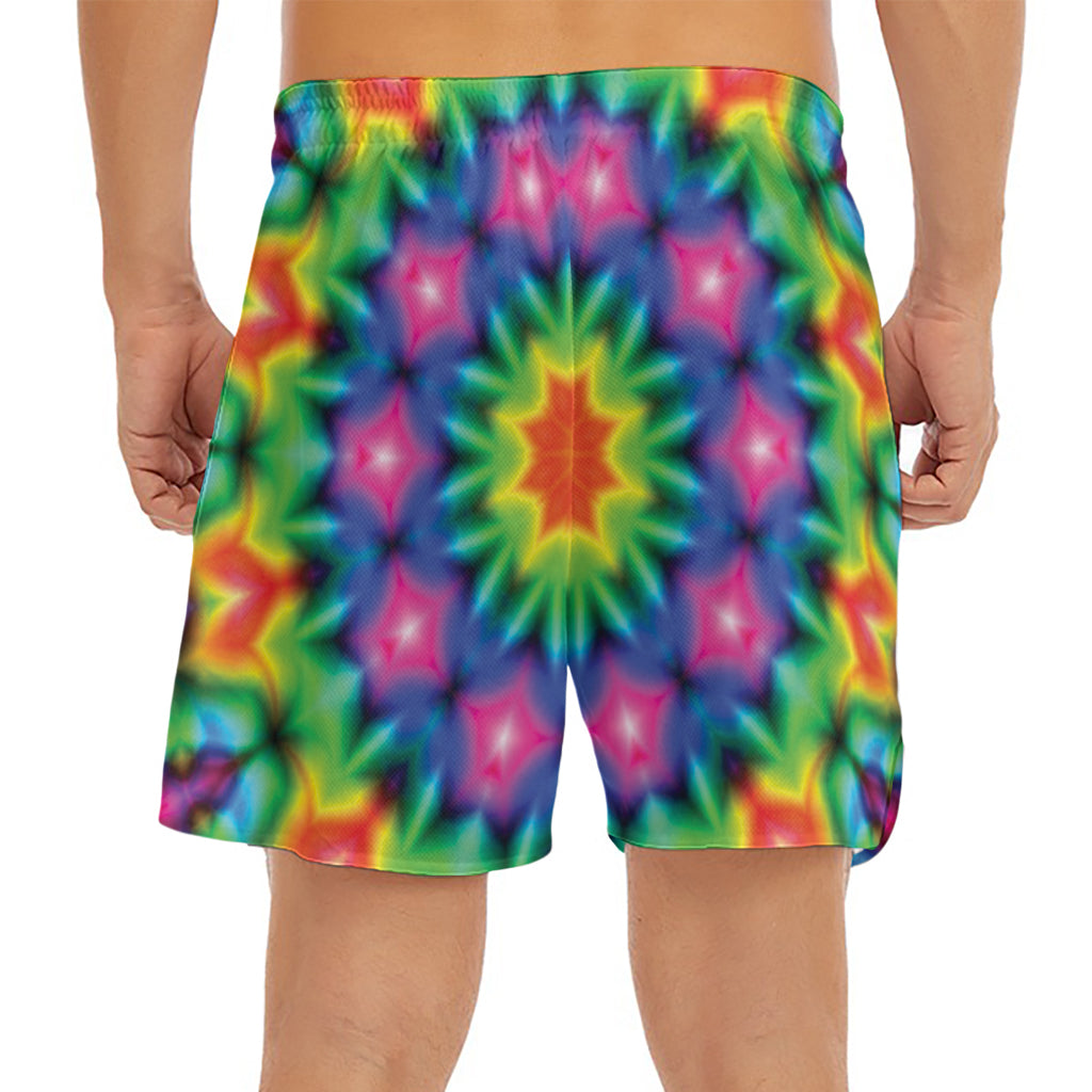 Rainbow Kaleidoscope Print Men's Split Running Shorts