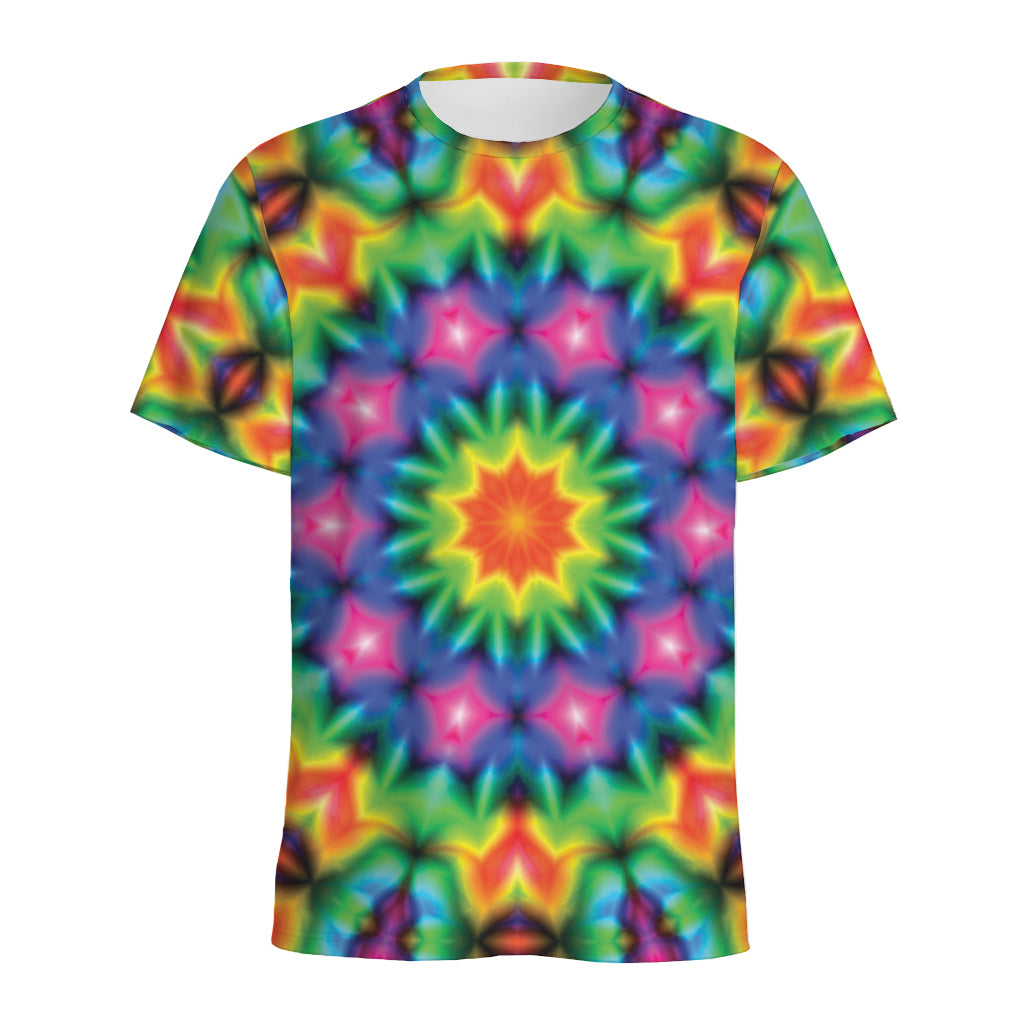 Rainbow Kaleidoscope Print Men's Sports T-Shirt