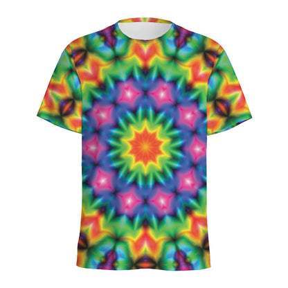 Rainbow Kaleidoscope Print Men's Sports T-Shirt