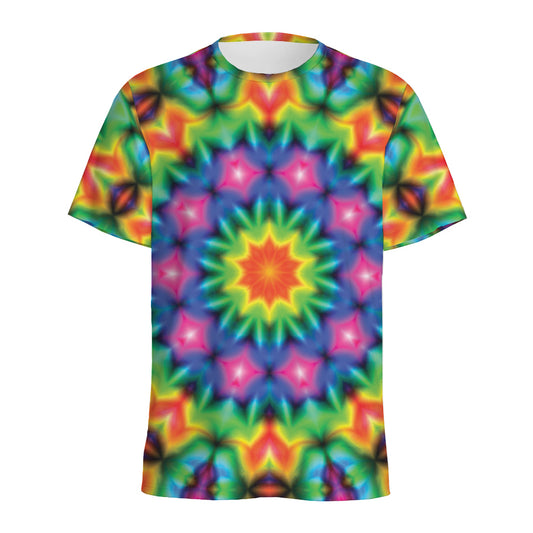 Rainbow Kaleidoscope Print Men's Sports T-Shirt