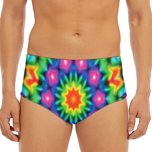 Rainbow Kaleidoscope Print Men's Triangle Swim Briefs