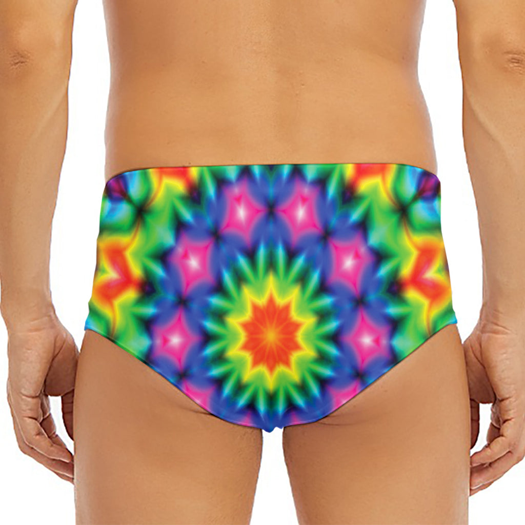 Rainbow Kaleidoscope Print Men's Triangle Swim Briefs