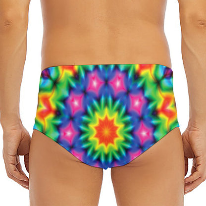 Rainbow Kaleidoscope Print Men's Triangle Swim Briefs
