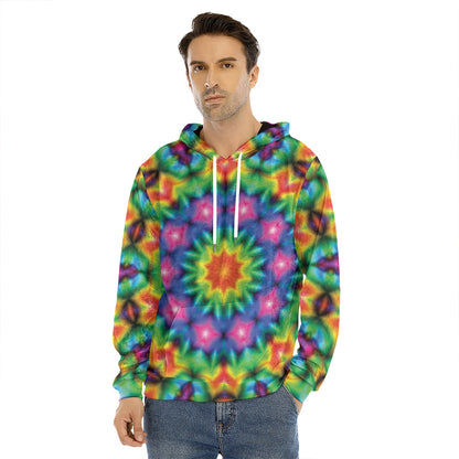 Rainbow Kaleidoscope Print Men's Velvet Pullover Hoodie
