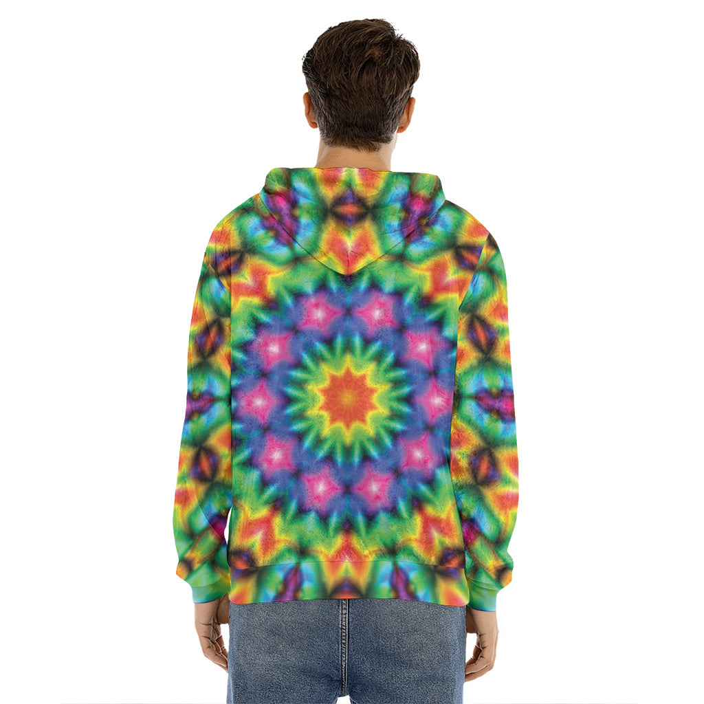 Rainbow Kaleidoscope Print Men's Velvet Pullover Hoodie