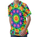 Rainbow Kaleidoscope Print Men's Velvet T-Shirt