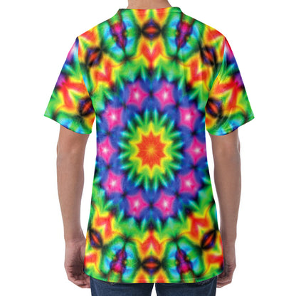 Rainbow Kaleidoscope Print Men's Velvet T-Shirt