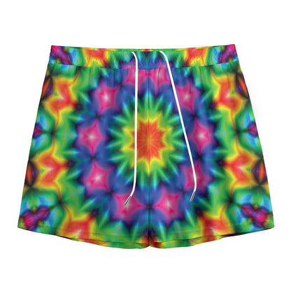 Rainbow Kaleidoscope Print Mesh Shorts