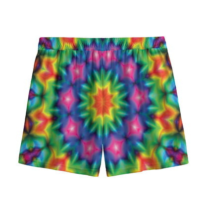 Rainbow Kaleidoscope Print Mesh Shorts