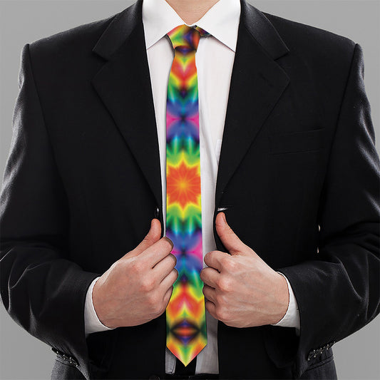 Rainbow Kaleidoscope Print Necktie