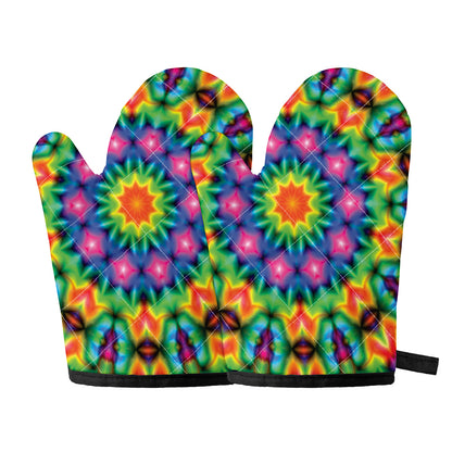 Rainbow Kaleidoscope Print Oven Mitts