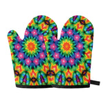 Rainbow Kaleidoscope Print Oven Mitts