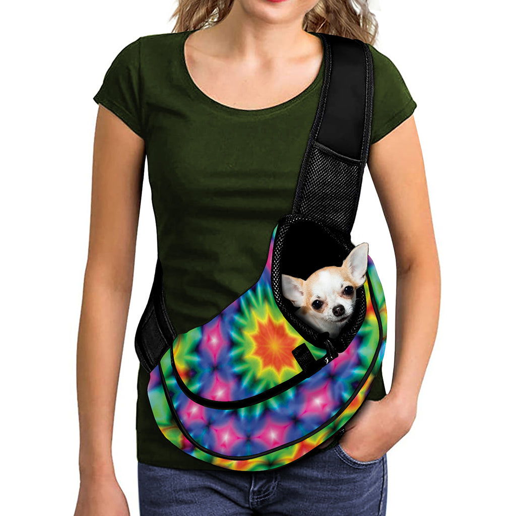 Rainbow Kaleidoscope Print Pet Sling Carrier