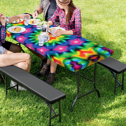 Rainbow Kaleidoscope Print Picnic Table Cover