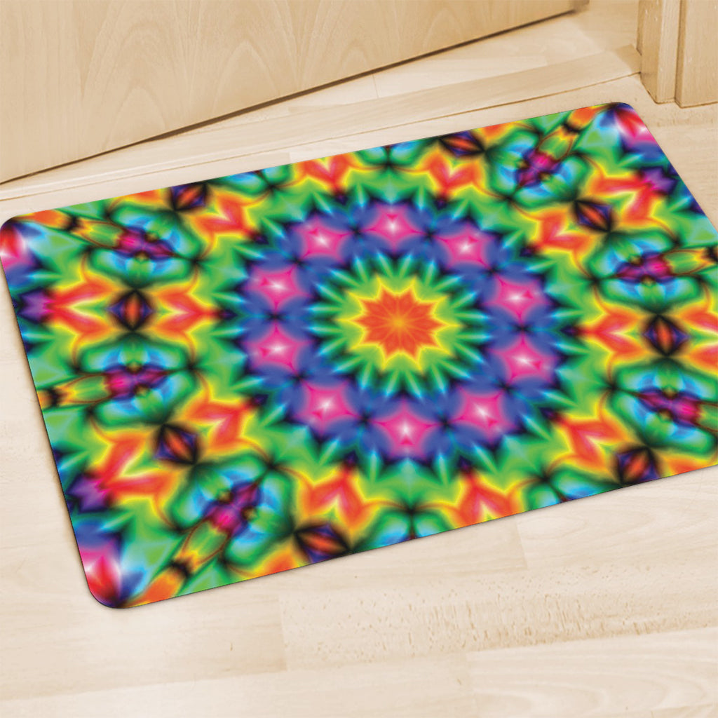 Rainbow Kaleidoscope Print Polyester Doormat