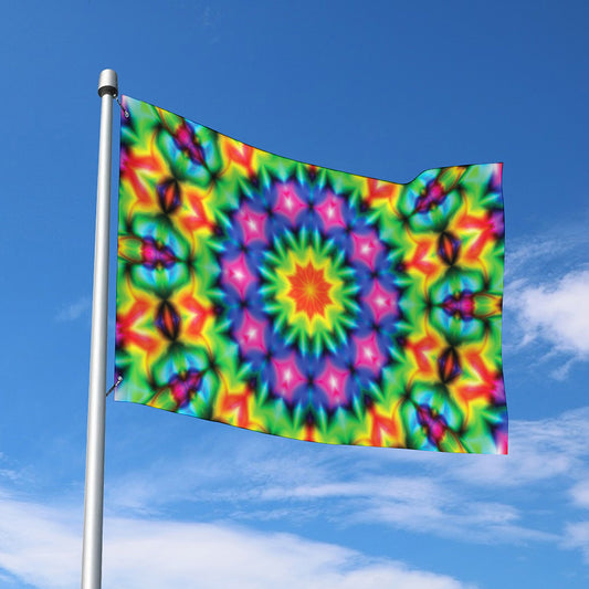 Rainbow Kaleidoscope Print Polyester Flag