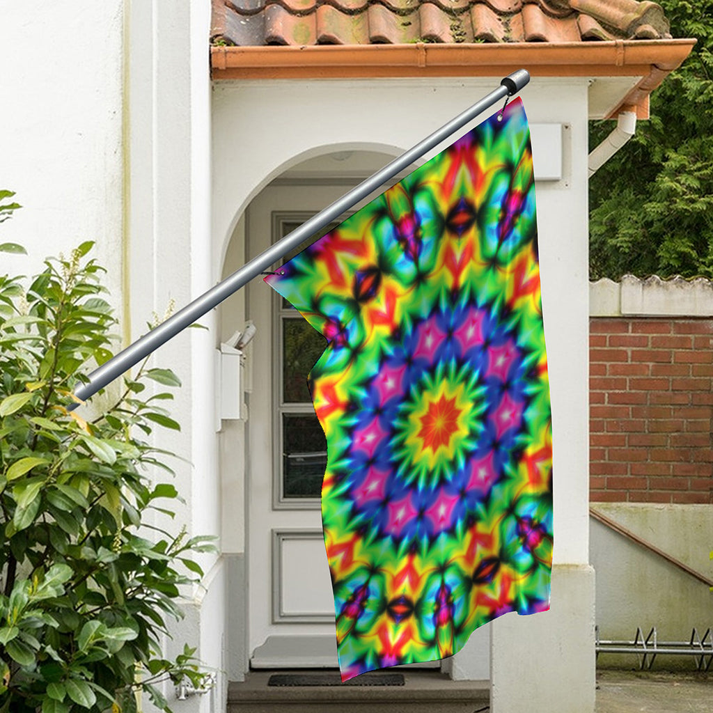 Rainbow Kaleidoscope Print Polyester Flag
