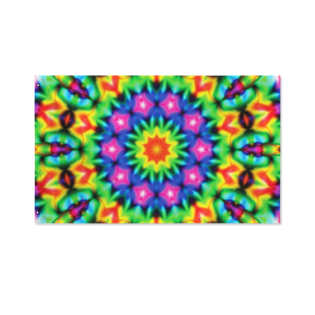 Rainbow Kaleidoscope Print Polyester Flag